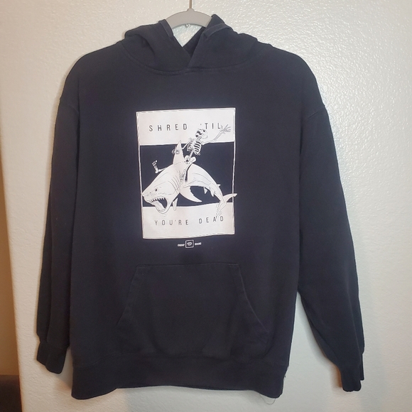 Shred Till You're Dead Chomp‎ Mens Black and White Graphic  Pullover Sweatshirt - Picture 1 of 3